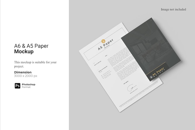 PSD a6a5紙のモックアップ