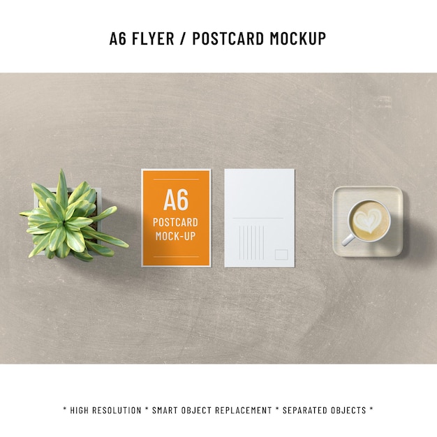 PSD a6 portret briefkaart mockup