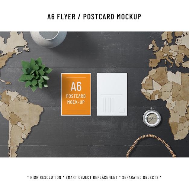 PSD a6 portret briefkaart mockup