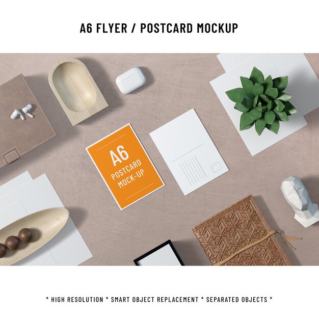 PSD a6 portret briefkaart mockup