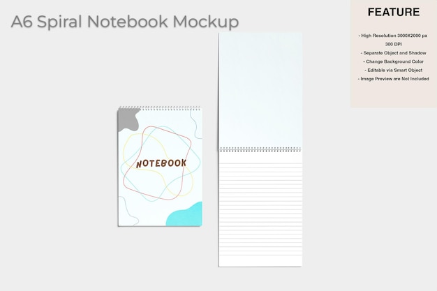 PSD a6 spiral notebook mockup