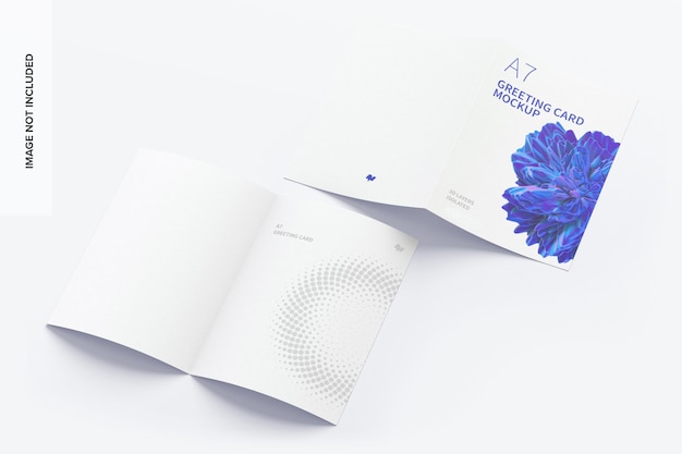 A7 greeting card mockup spread exterior and interior pages