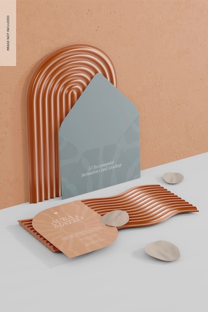 A7 rectangular invitation card mockup left view