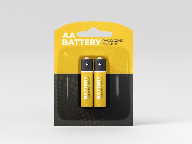 Aa battery packaging mockup