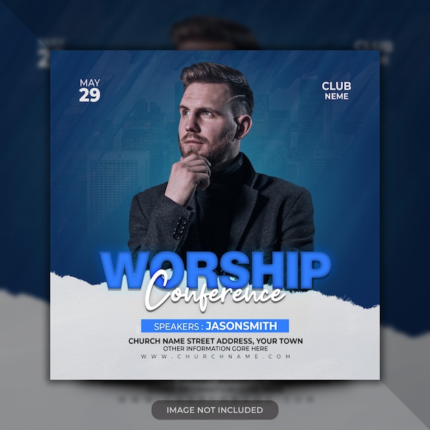 Aanbidding conferentie kerk flyer premium psd