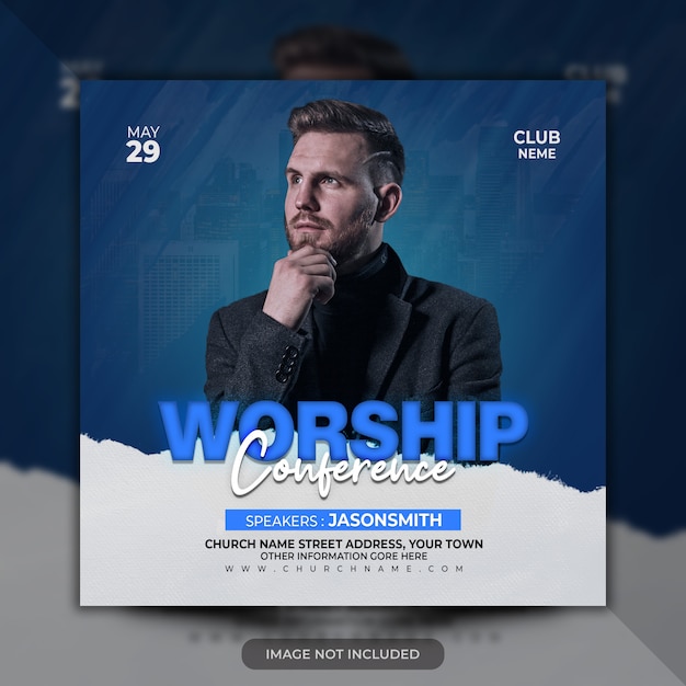 Aanbidding conferentie kerk flyer Premium Psd