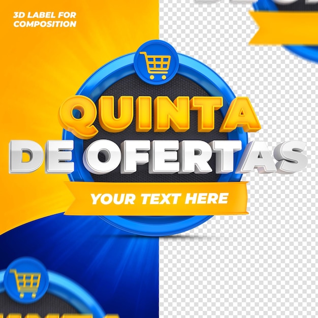aanbiedingen van de dag met blauw podium voor Braziliaanse campagnes 3d render