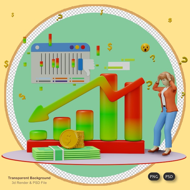 PSD aandelenmarkt verlies 3d illustratie