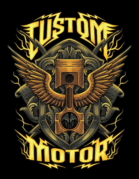 PSD aangepaste motorillustratie-logo