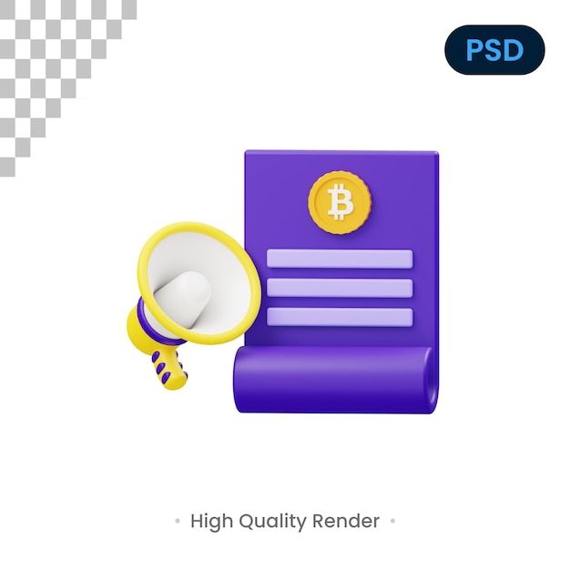 Aankondiging 3D Render Illustratie Premium Psd