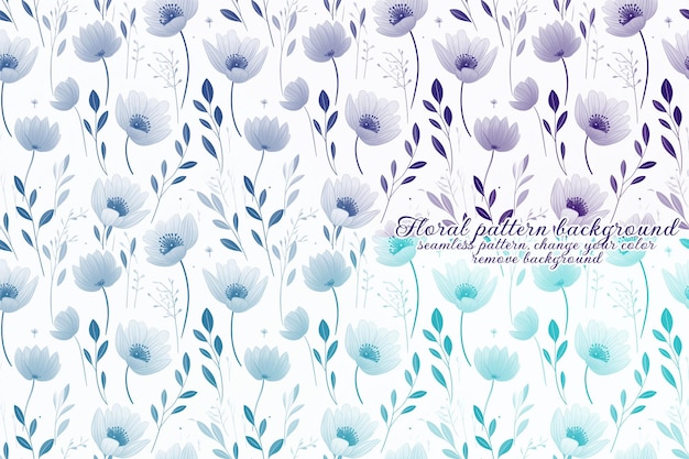 Aanpasbaar bloemenpatroon met blauwe en lavendelkleurige tinten