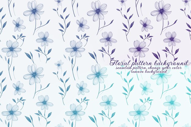 Aanpasbaar bloemenpatroon met blauwe en lavendelkleurige tinten