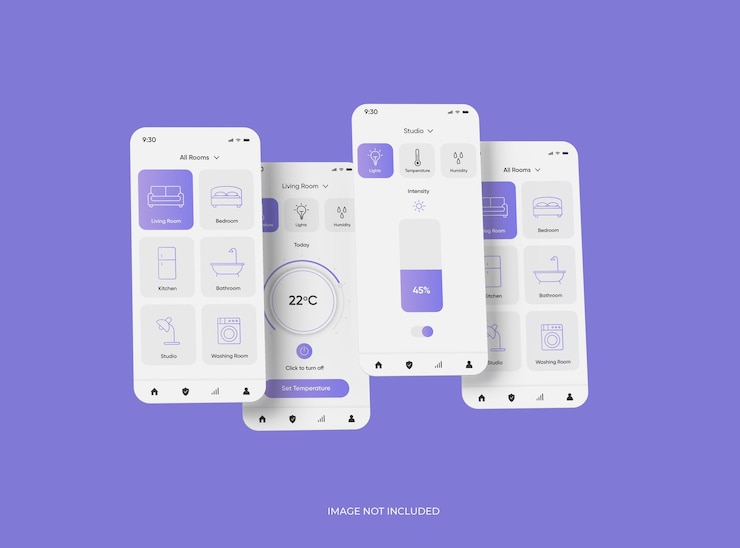 PSD aanpasbare mockup met gescheiden mobiele telefoonschermen voor ui ux app-presentatie 3d-rendering