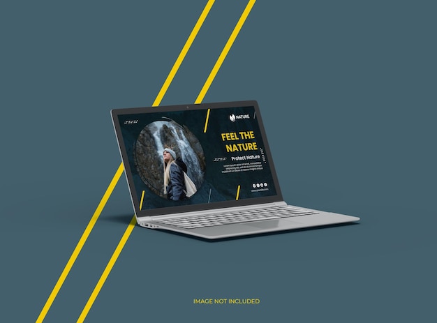 Aanpasbare mockup van een laptop met veranderlijk schermontwerp voor uiux product showcase3d render