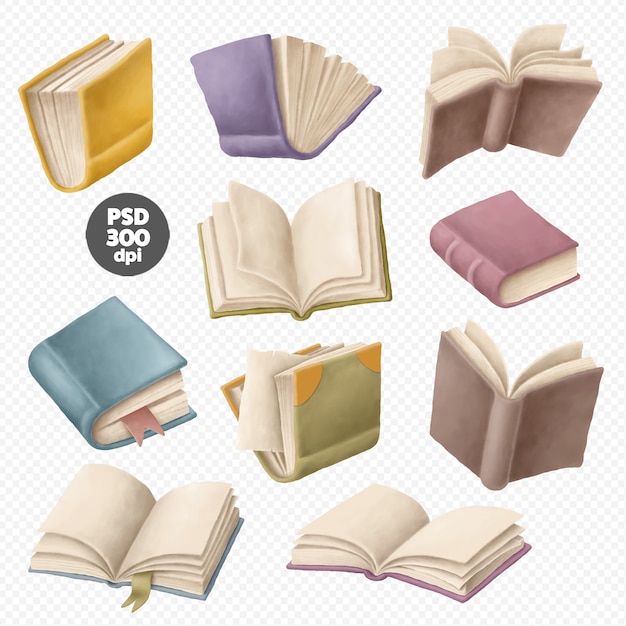 Aantal boeken clipart geïsoleerd