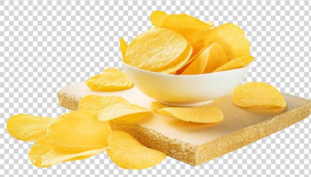 PSD aardappelchips in een schaal op een doorzichtige achtergrond