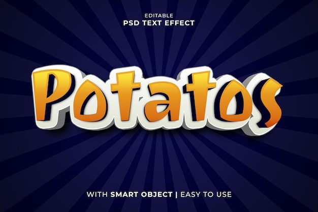 PSD aardappelen 3d psd tekst-effect sjabloon