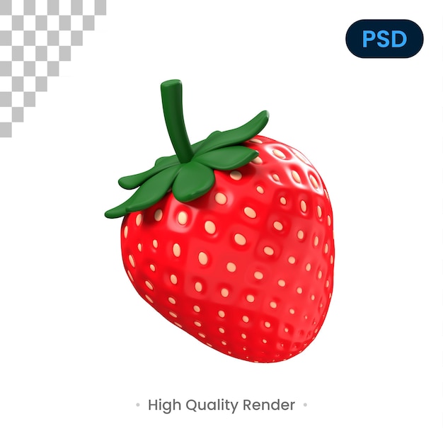 PSD aardbei 3d-pictogram premium psd