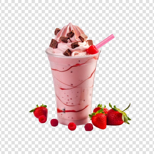 Aardbeien- en chocolademilkshake geïsoleerd op een doorzichtige achtergrond