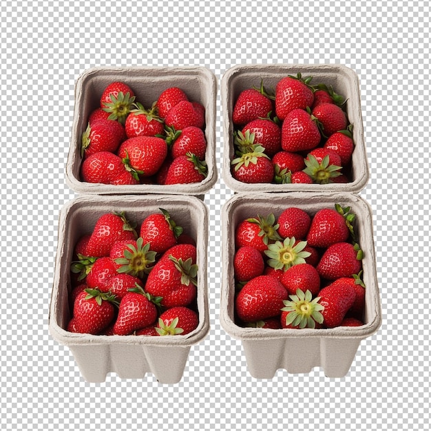 Aardbeien fruit mand geïsoleerd op doorzichtige achtergrond