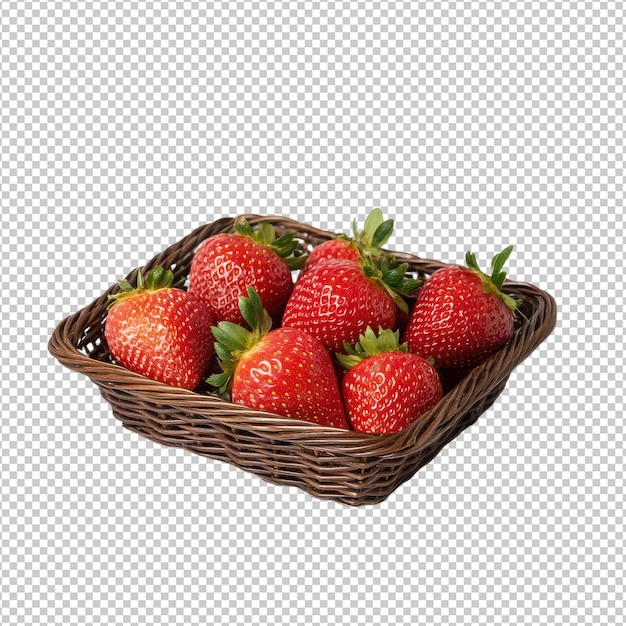 Aardbeien fruit mand geïsoleerd op doorzichtige achtergrond