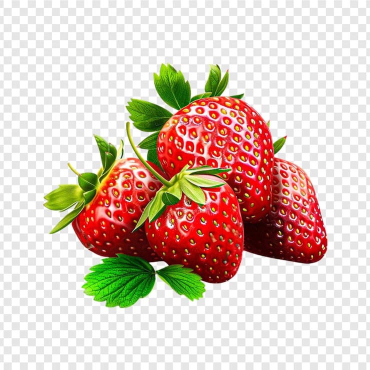 PSD aardbeien geïsoleerd op een doorzichtige achtergrond