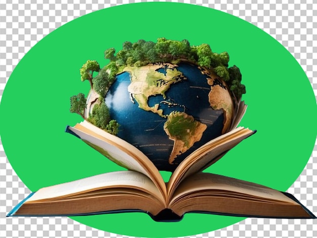 PSD aarde op een open boek achtergrond wereldboekdag