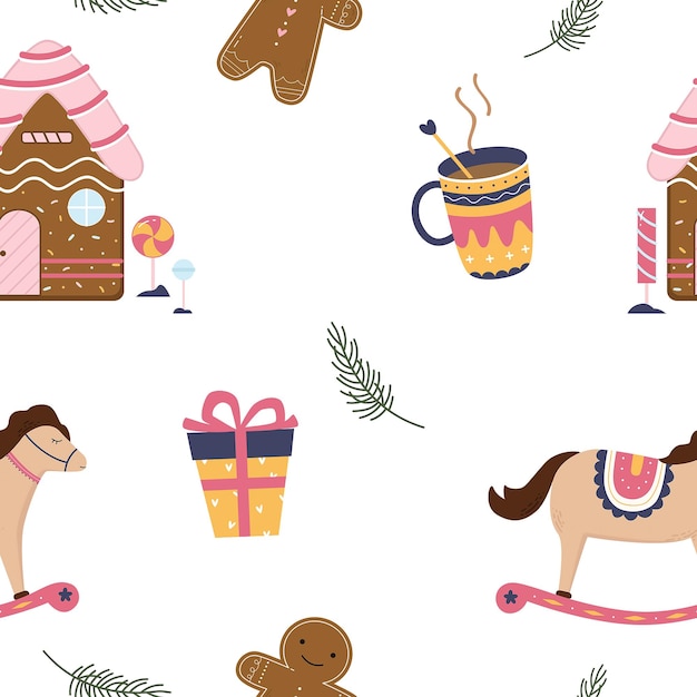 Aardig en vrolijk Kerstmispatroon Perfect voor feestelijke feestvieringe