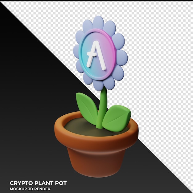 PSD aave crypto plant pot 3d illustration