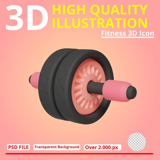 PSD ab ホイールフィットネスの3dイラスト