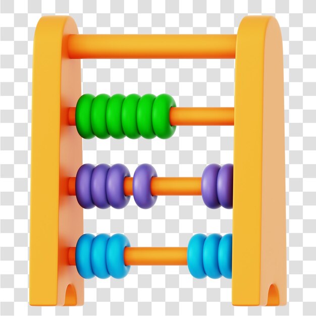 Abacus 3D Icon Rendering Isolated Transparent Background