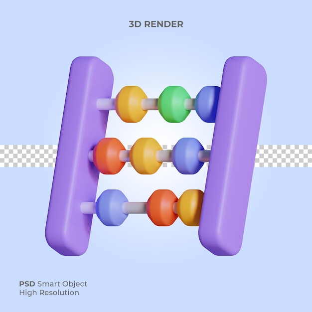 PSD そろばんアイコン3dレンダリングイラスト分離プレミアムpsd