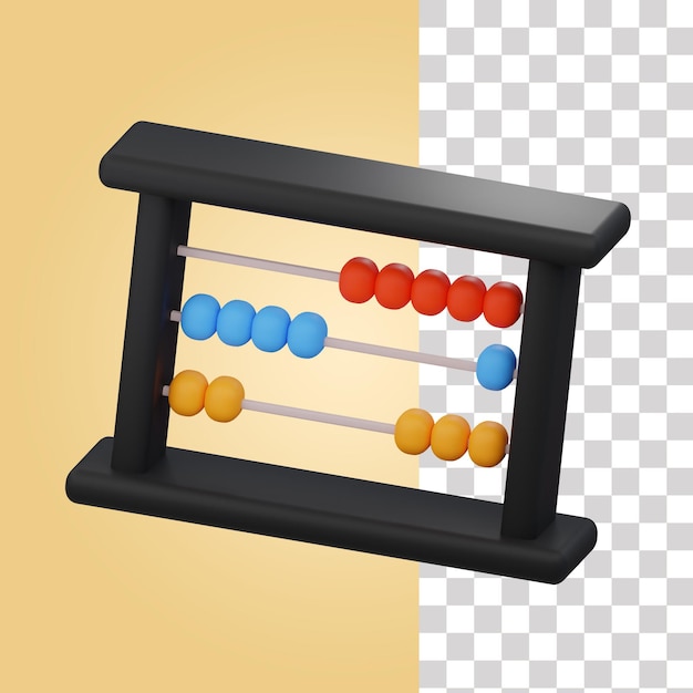 PSD an abacus with blue plastic beads on it and a yellow background