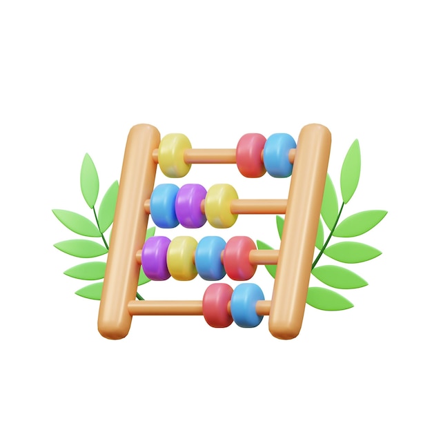 An abacus with a green leaf on it