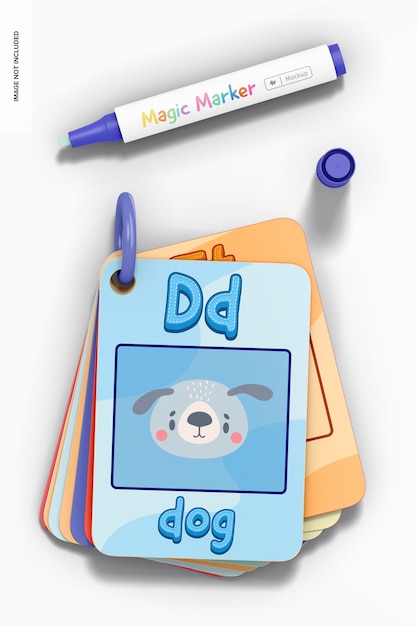 Abc learning cards mockup di gioco, con pennarello