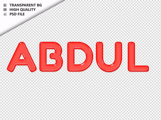 PSD abdul typography red text glosy glass psd transparent