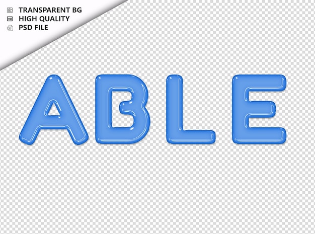 Able typography testo in vetro lucido psd trasparente