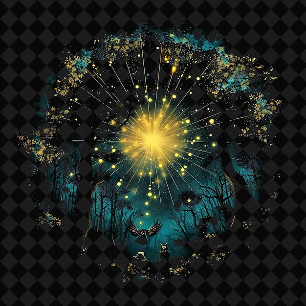 Åbne Fantasy Nights Fortryllede landskaber med Neon Forest Y2K Kunst og Illustration Dyredesign