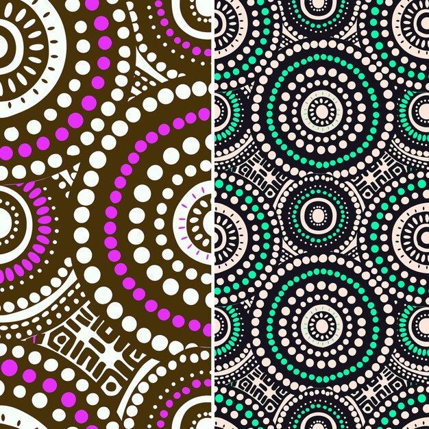 PSD aboriginal dot painting patterns with circular shapes and su creative abstract geometric vector