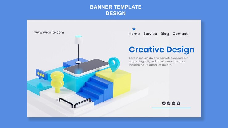 PSD abstrack isometric design landing page template