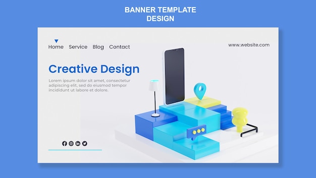 PSD abstrack isometric design landing page template