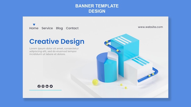 PSD abstrack isometric design landing page template