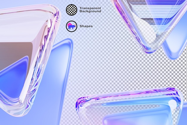 Abstract 3d blue background wallpaper with crystal glass plastic triangle plates render Triangular transparent shapes with rainbow light prism effect holographic gradient texture