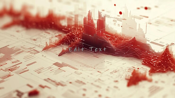PSD abstract 3d data visualization red topographic map