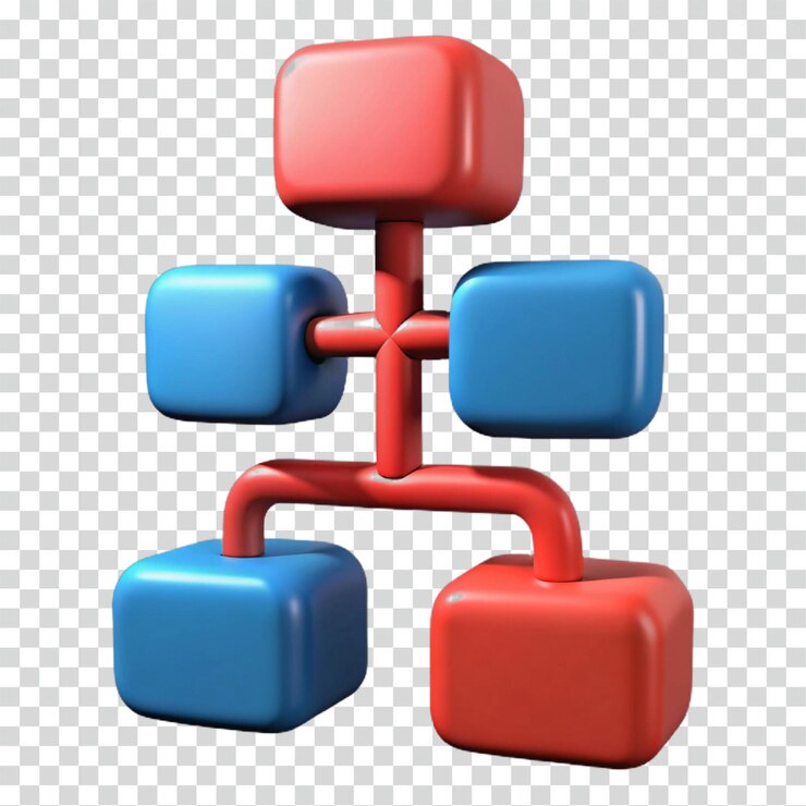 PSD abstract 3d network model cubes and connections