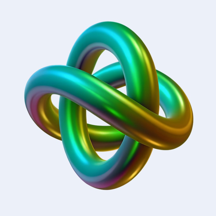 PSD 3dレンダリング: 白い背景の色彩のある幾何学的な結び目