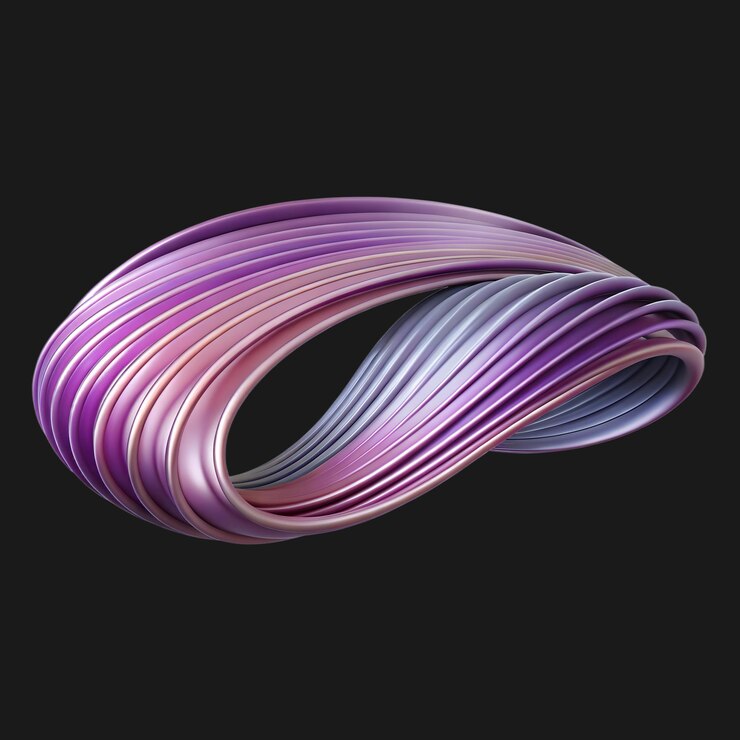 PSD abstract 3d render of an infinity loop with purple and pink metallic finish
