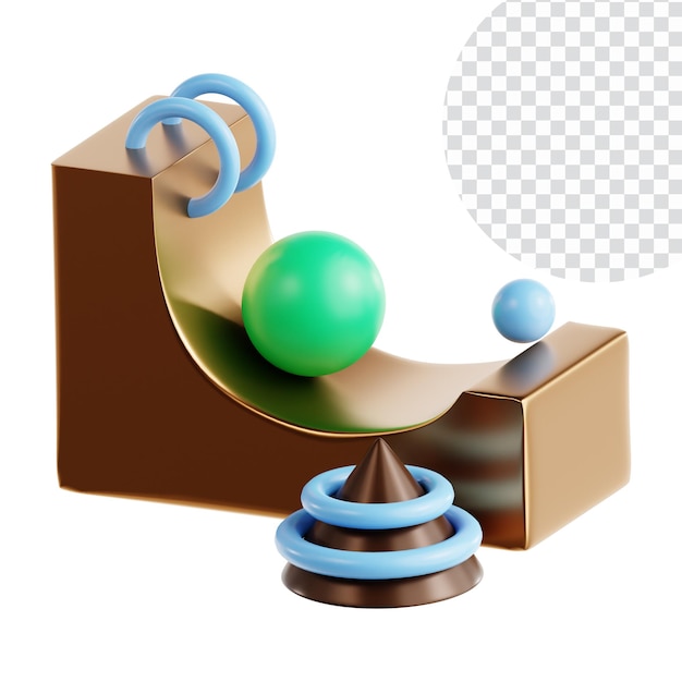 abstract 3d render of a geometric figure with spheres and shapes