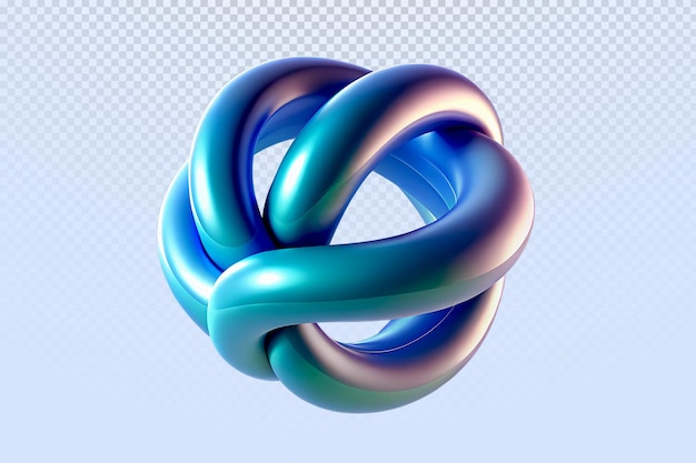 Abstract 3D Rendering of a Blue Geometric Knot