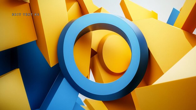 Abstract 3D rendering of blue and yellow geometric shapes